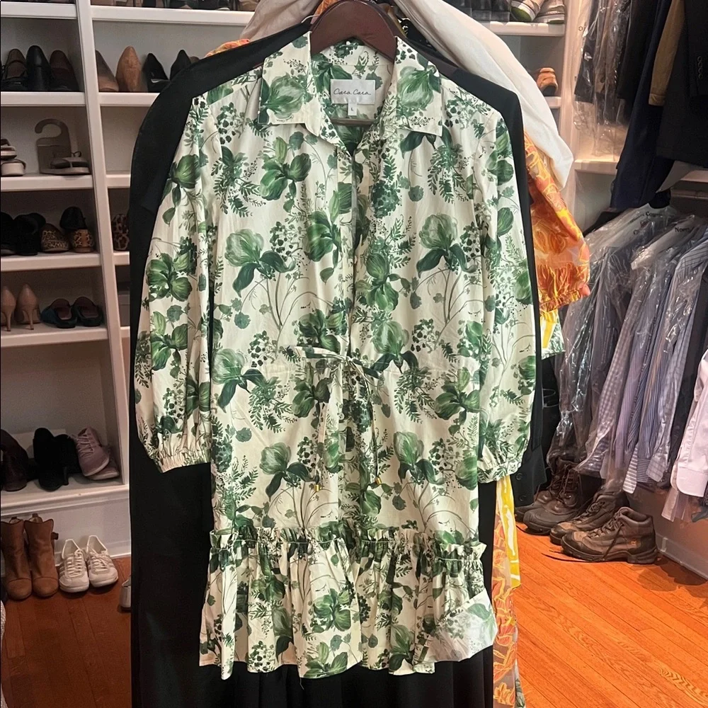 Cara Cara Green Floral Mini Dress - Picture 1 of 4